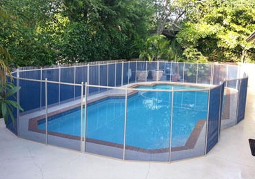Blue/Beige Pool Fence